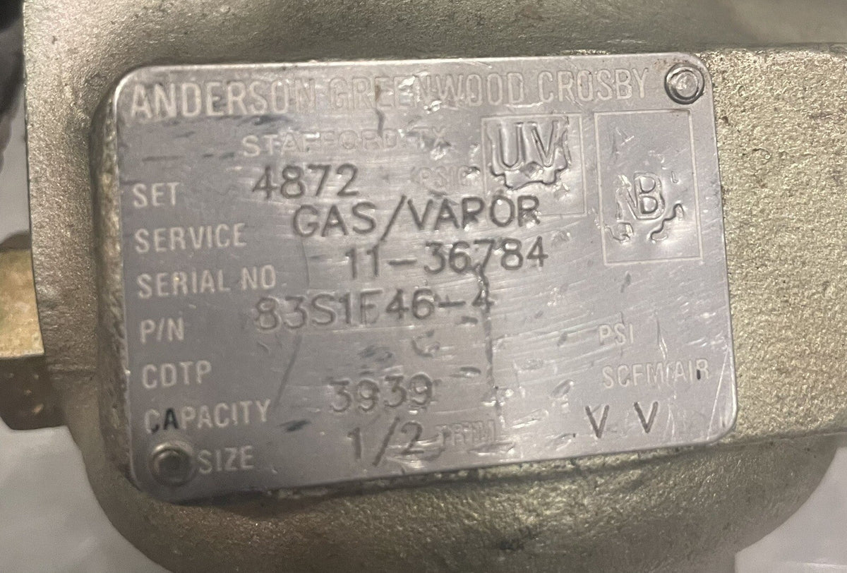 Andersen Greenwood Crosby 83S1F46-4 Pressure Relief Valve NEW! FREE SHIPPING!
