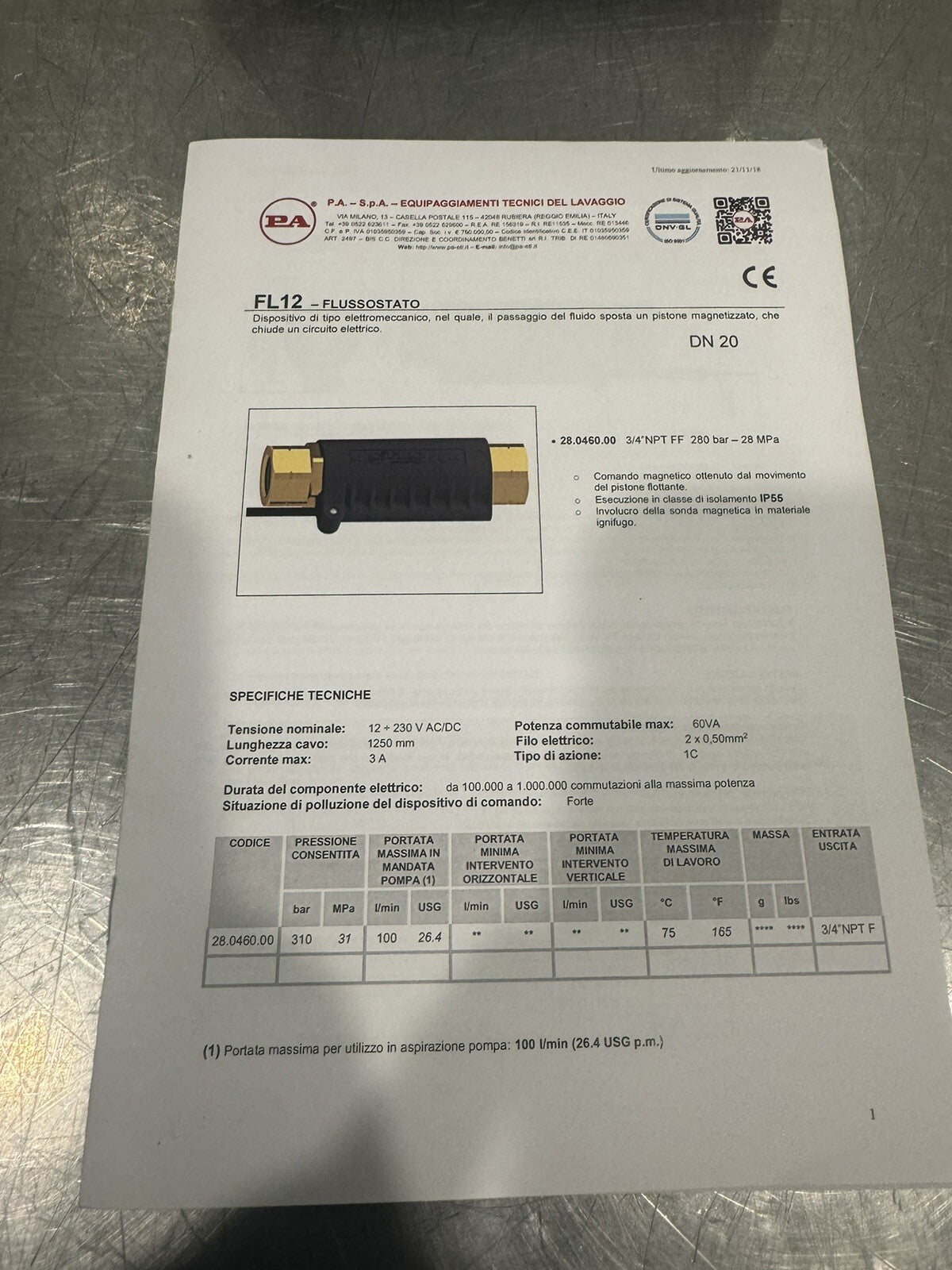 General Pump 28.0460.00 Float Switch 3/4 NPT FL12 NEW! FREE SHIPPING!