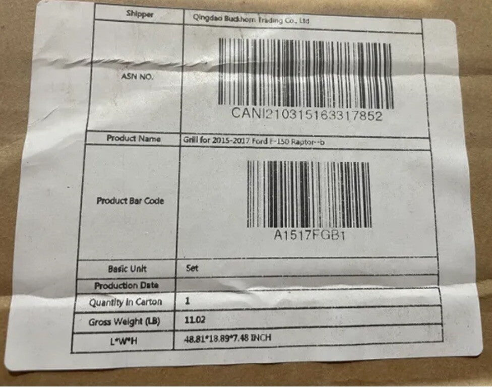 A1517FGB1 Front Grill For Ford Raptor Style NEW IN BOX! FREE SHIPPING!