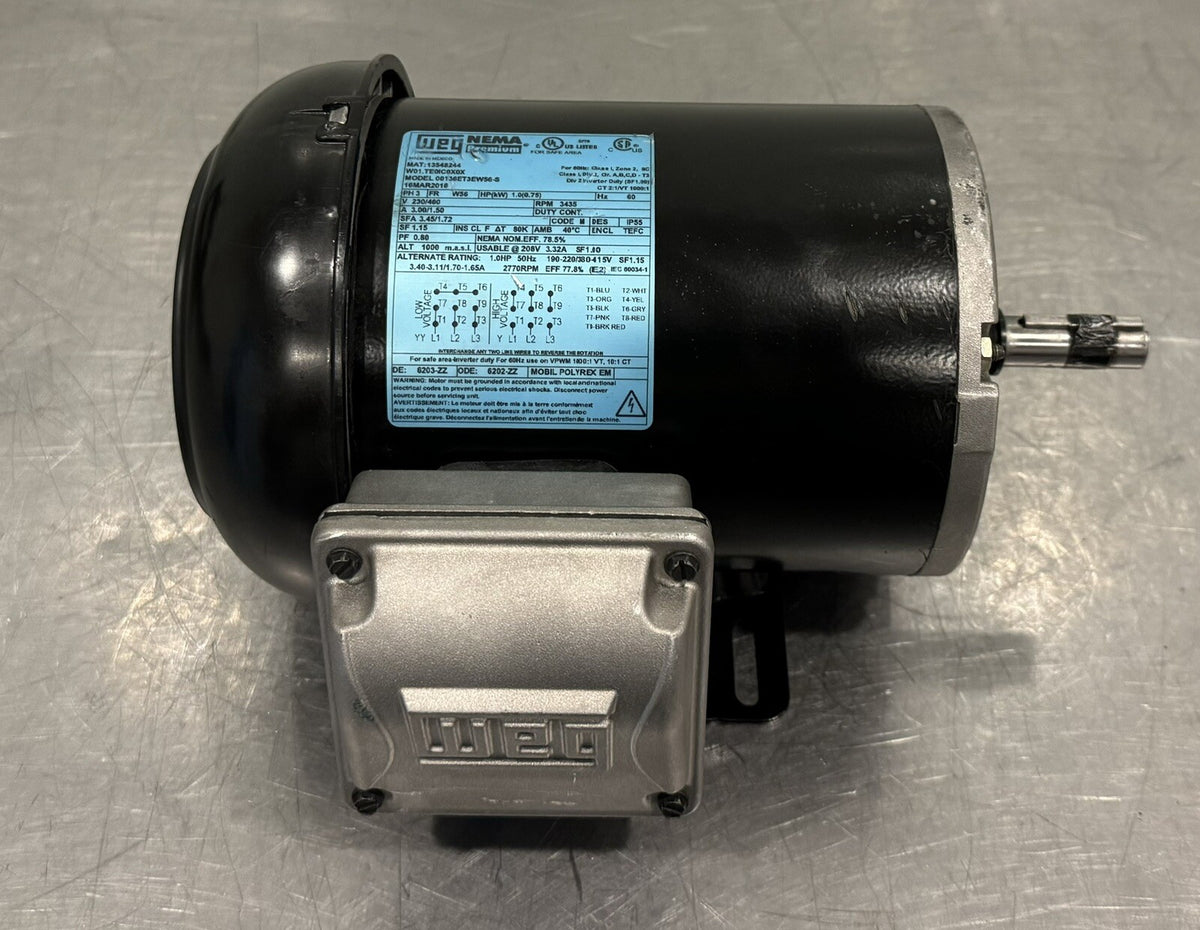 WEG 00136ET3EW56-S Electric Motor 1HP 230/460V 3435 RPM 3PH NEW! FREE SHIPPING!