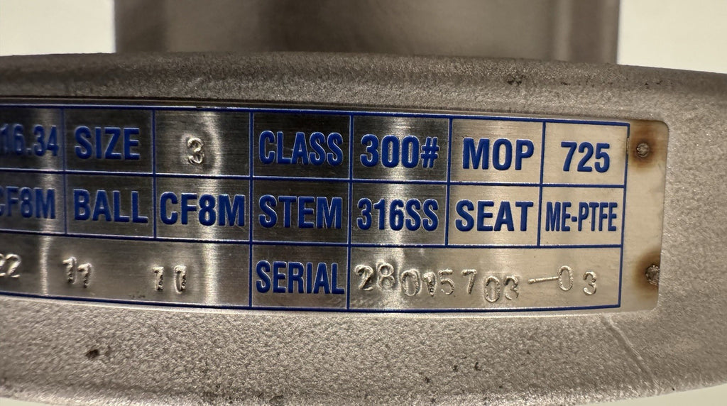 TCI TC5300FS API 607 B16.34 Ball Valve 3” 300# NEW! NO HANDLE! FREE SHIPPING!