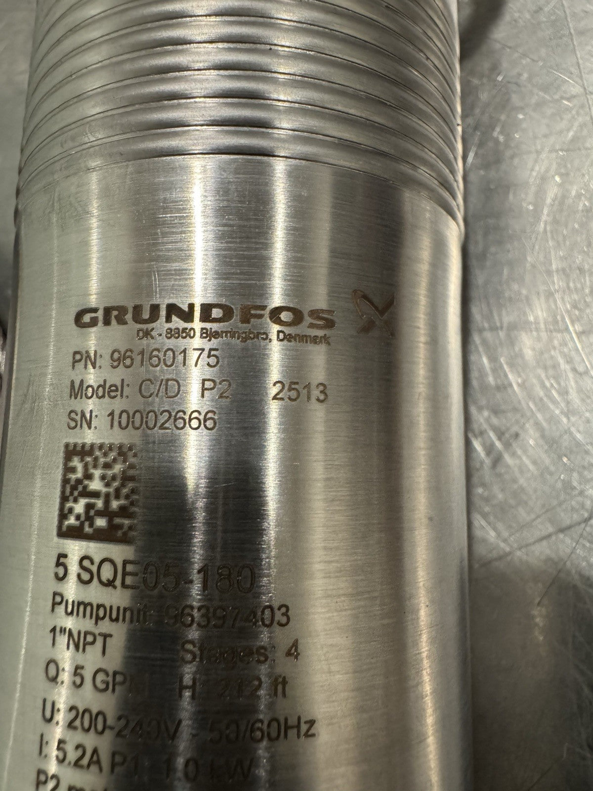 Grundfos 5 SQE05-180 Submersible Pump 96160175 W/ 150’ Cable & 150’ Wire NEW!