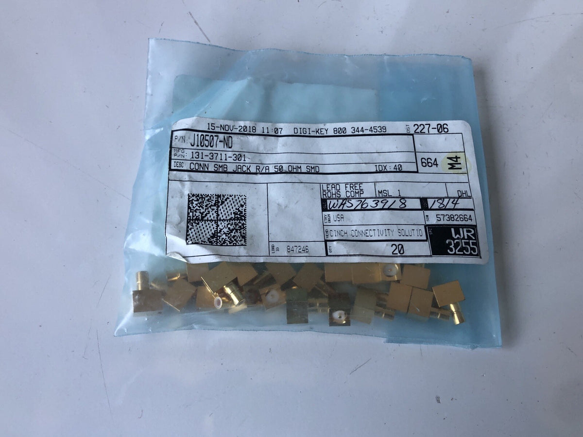 Cinch Connectivity 131-3711-301 R/A Surface Mount Receptacle Gold PACK OF 20 NEW