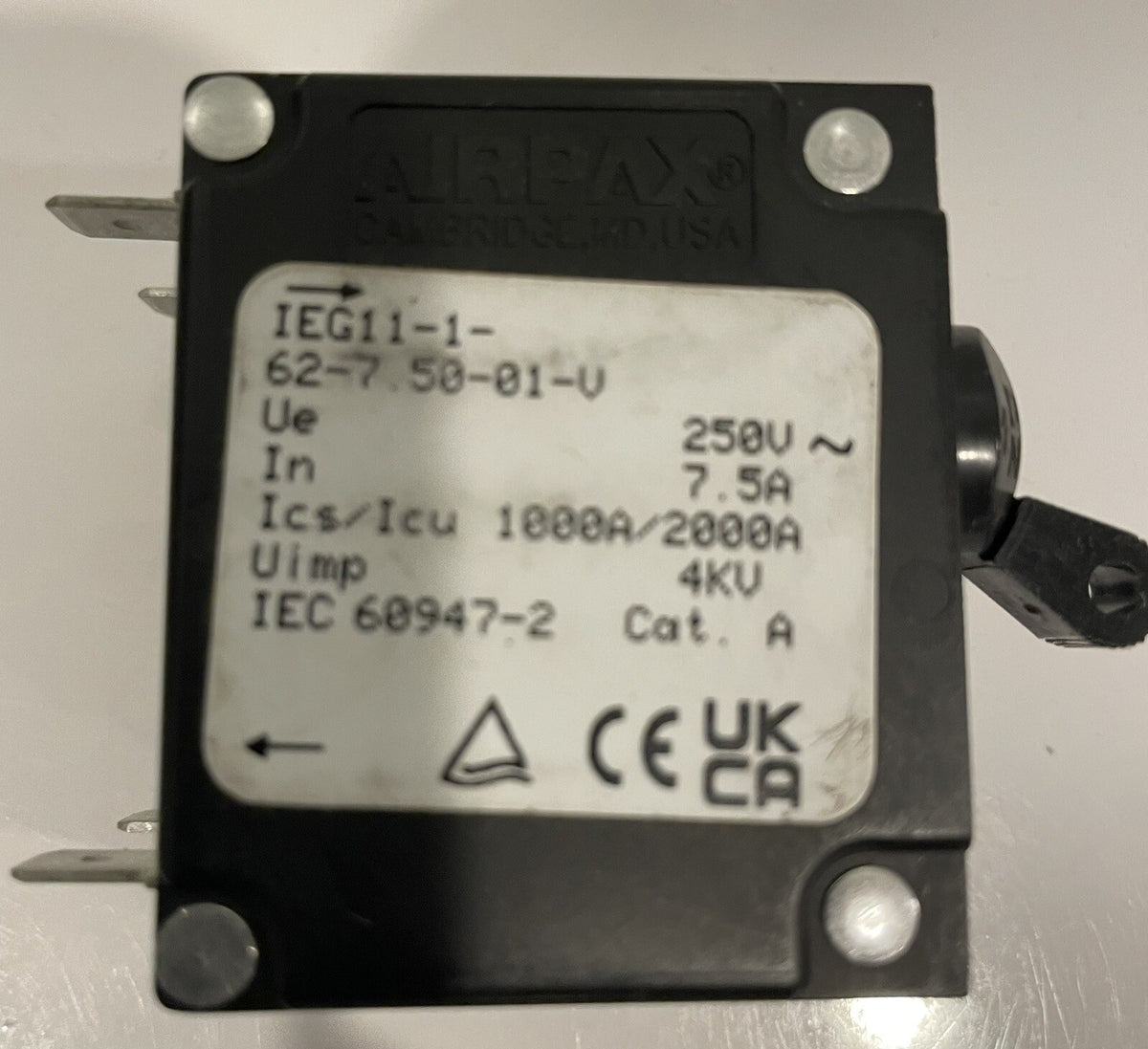 Sensata Airpax IEG11-1-62-7.50-01-V Circuit Breaker NEW! FREE SHIPPING!