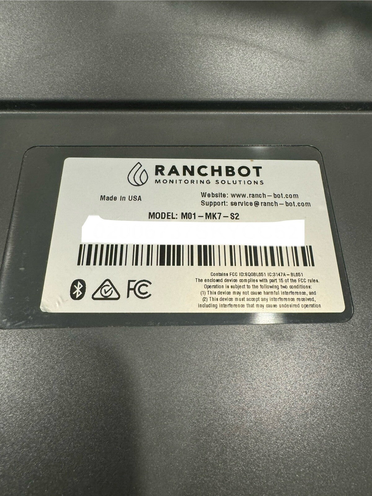 Ranchbot RBD-WL1-019-019 Water Monitor M01-MK7-S2 NEVER INSTALLED! UNTESTED!