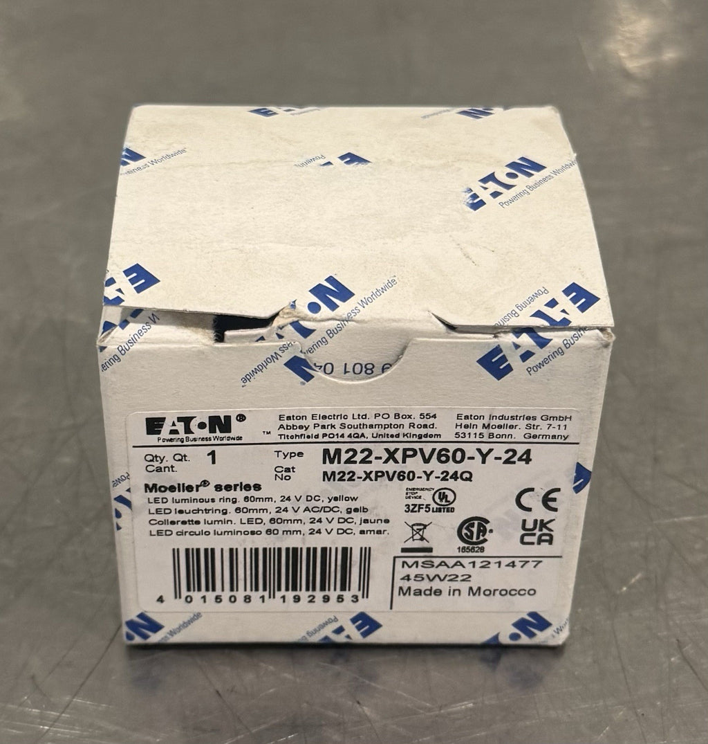 Eaton M22-XPV60-Y-24 LED Luminous Ring 24V 60mm Yellow NEW! FREE SHIPPING!