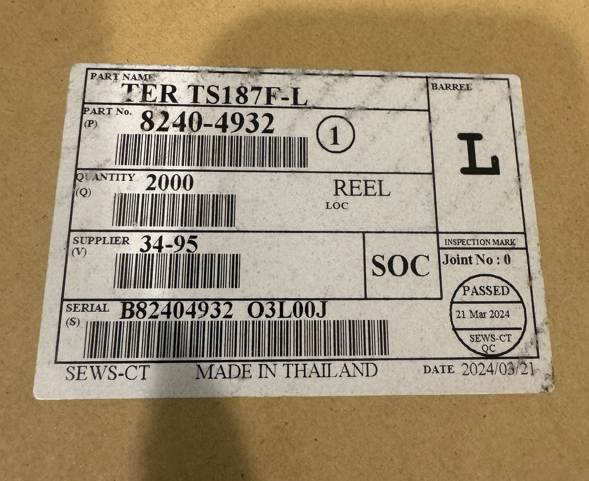 8240-4932 Connector Terminal TER TS187F-L Sumitomo 2000 PACK REEL NEW SHIPS FREE