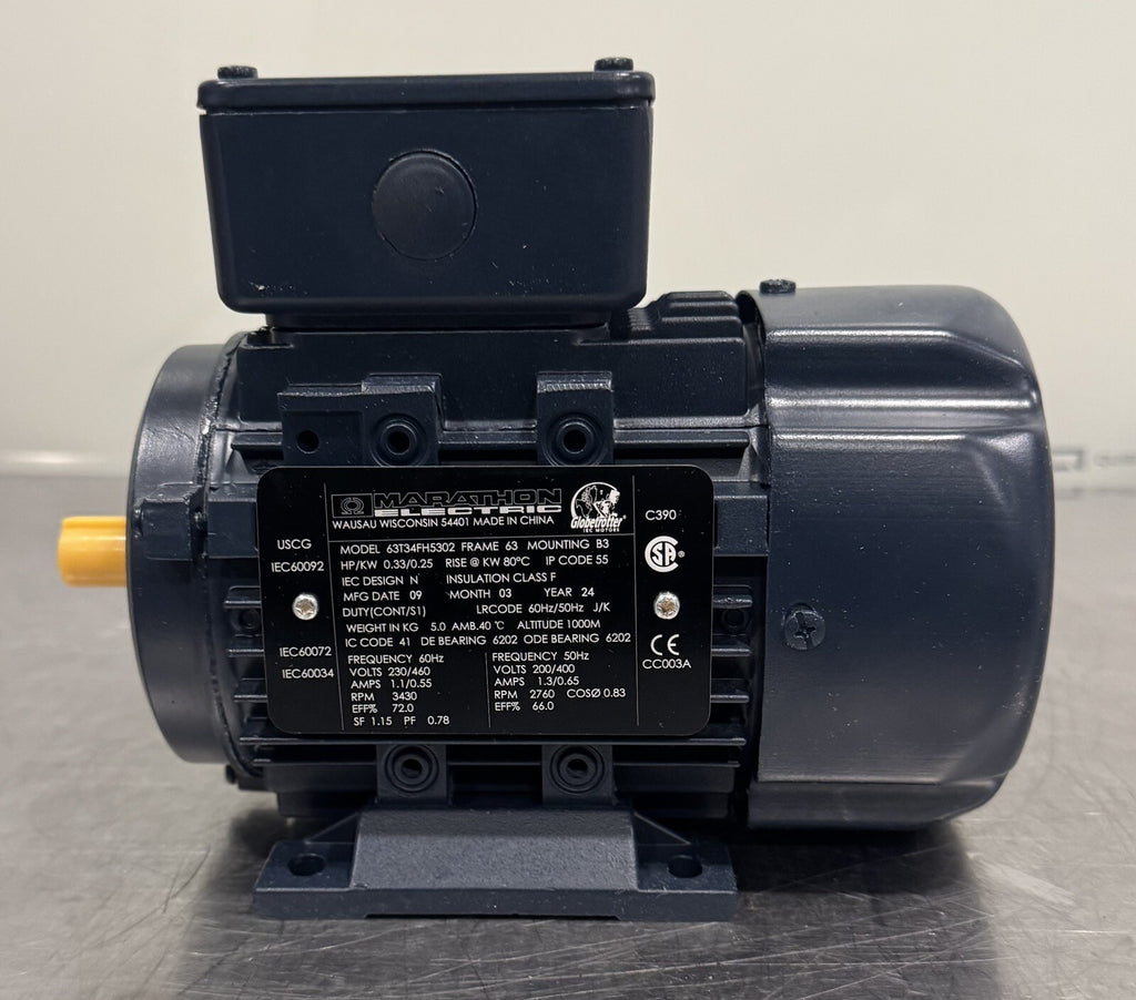Marathon 63T34FH5302 Metric Motor R303 1/3HP 230/460-200/400V NEW! FREE SHIPPING