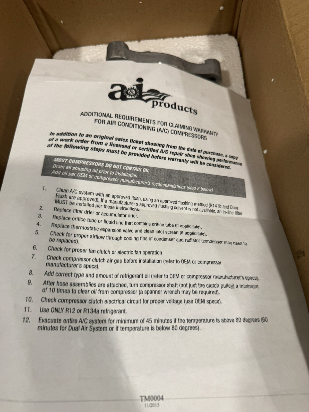 A&I 500-6000 AC Compressor W/ Clutch A6 NEW IN BOX! FREE SHIPPING!