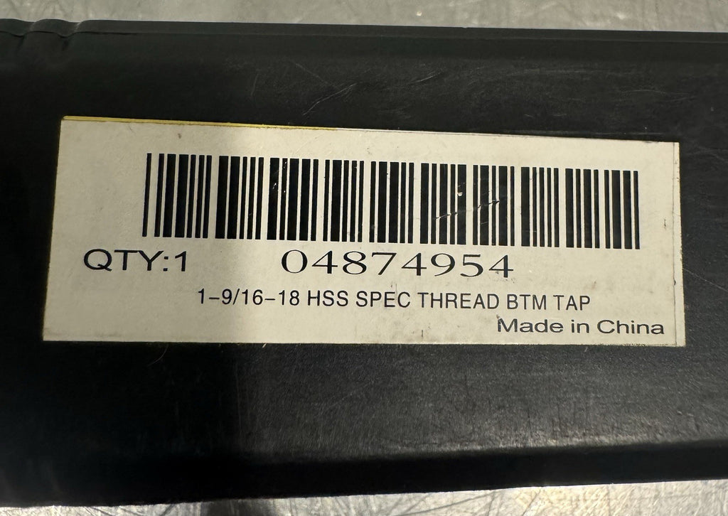 04874954 Straight Flute Tap 1-9/16-18 Bottoming Chamfer 4874954 NEW! SHIPS FREE!