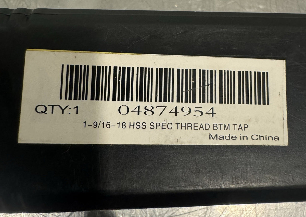 04874954 Straight Flute Tap 1-9/16-18 Bottoming Chamfer 4874954 NEW! SHIPS FREE!