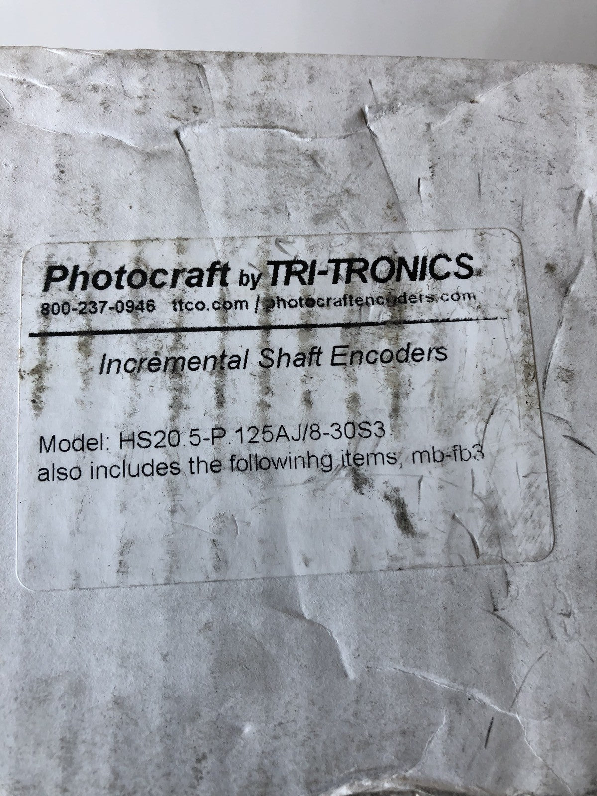 Photocraft Tri-Tronics HS20.5-P.125AJ/8-30S3 Prgrmble HS20 Hollow Shaft Encoder