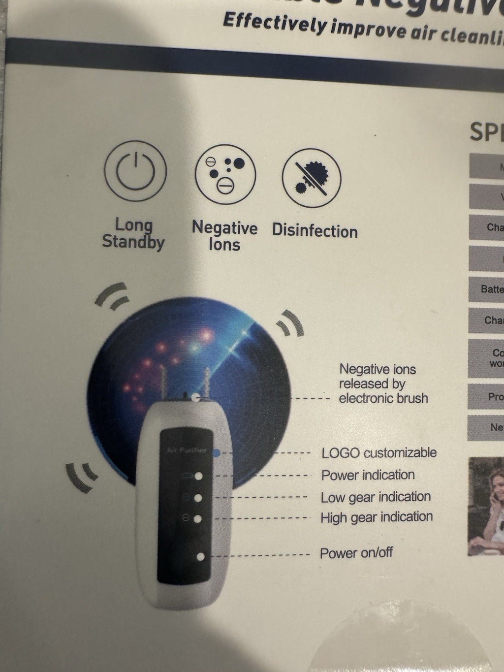 KJ06 Wearable Negative Ionizer Air Purifier Necklace Black NEW IN BOX SHIPS FREE