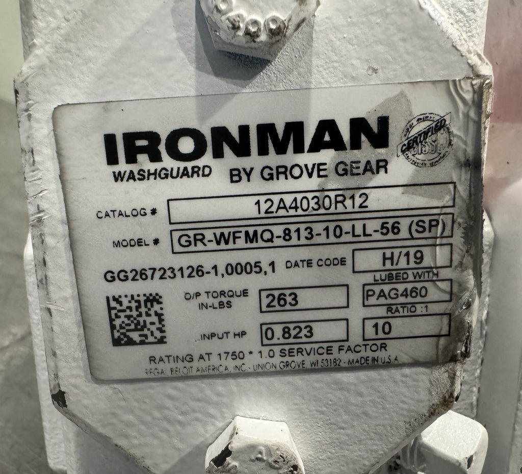Grove Gear GR-WFMQ-813-10-LL-56 (SP) Gear Reducer 10:1 Ratio Ironman NEW!