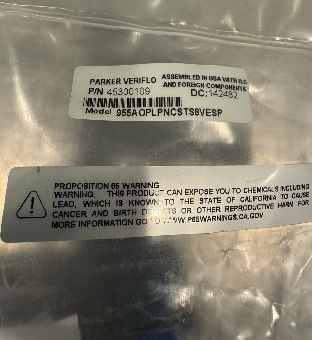 Parker 45300109 Veriflo 2-Way Diaphragm Valve 955AOPLPNCSTS8VESP NEW! SHIPS FREE