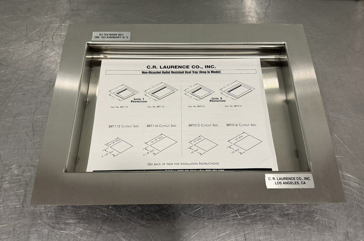 CRL BRT316 Non Ricochet Level 3 Bullet Resistant Drop In Deal Tray NEW IN BOX!