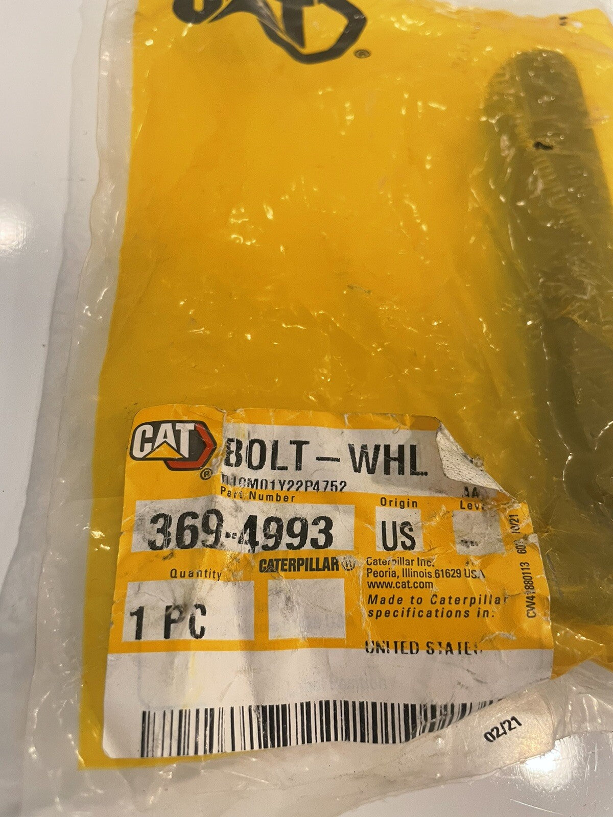 Caterpillar 369-4993 CAT Wheel Hub Bolt Genuine NEW! FREE SHIPPING!