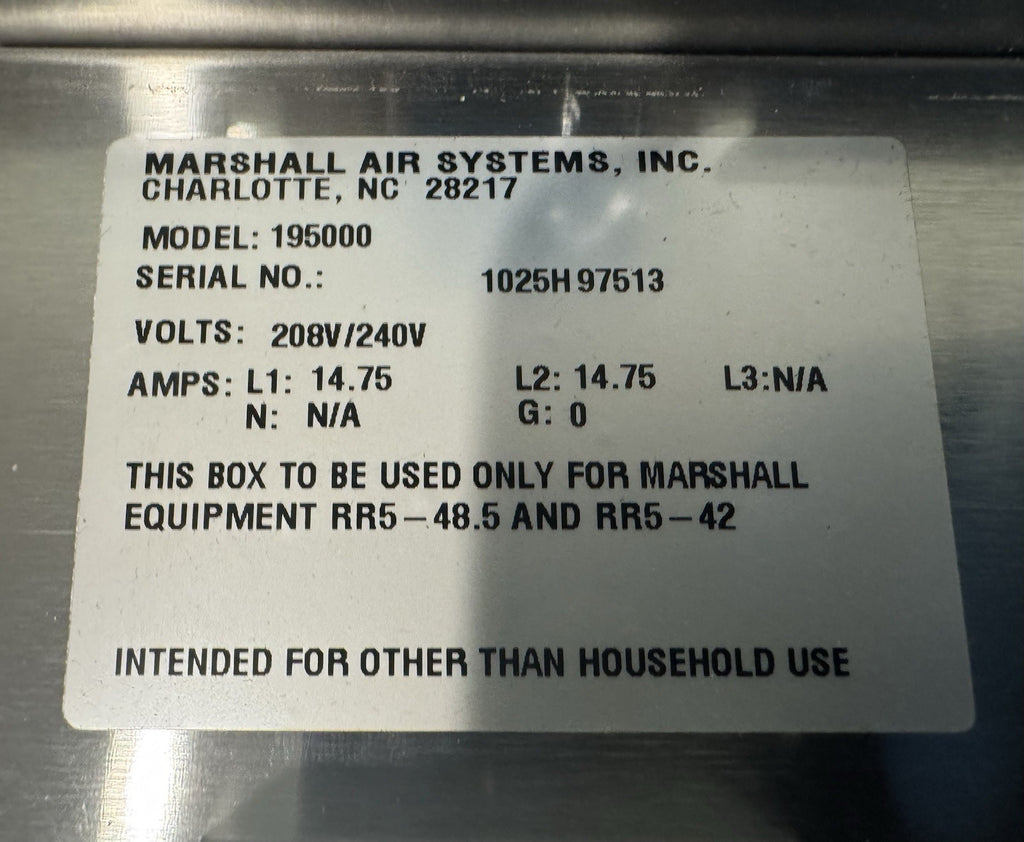 Marshall Air Systems 195000 Fry Dump Station Inline Control RR5-48.5 RR5-42 NEW!