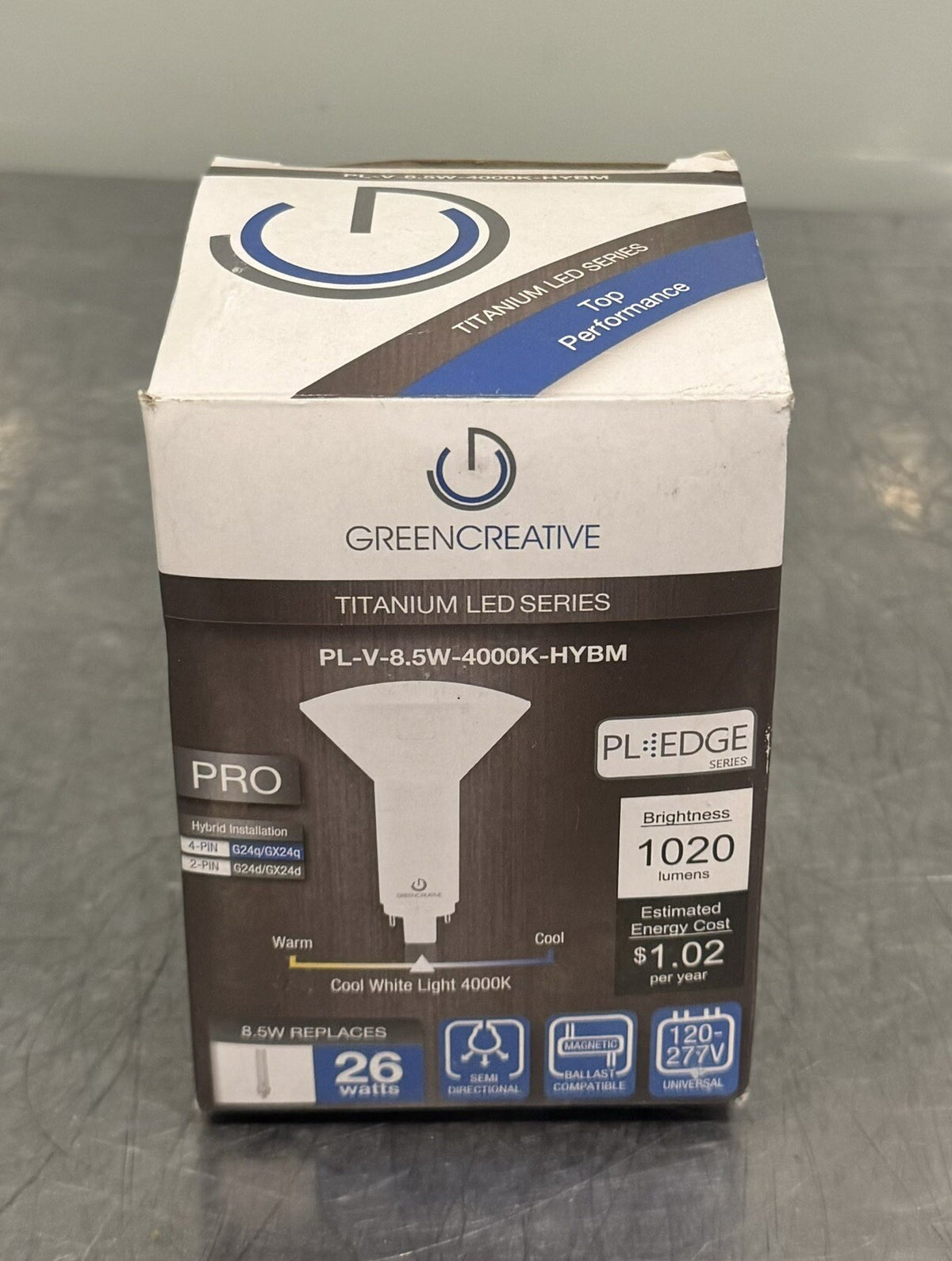 Green Creative 98390 Titanium LED Series 8.5W 4000K Bulb PL-V-8.5W-4000K-HYBM