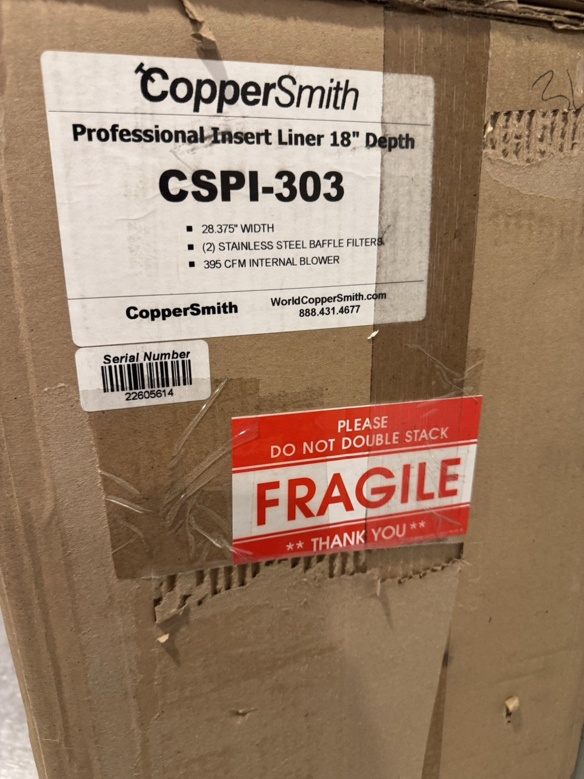 Copper Smith CSPI-303 Range Hood Insert Liner 18” Depth NEW IN BOX! SHIPS FREE!