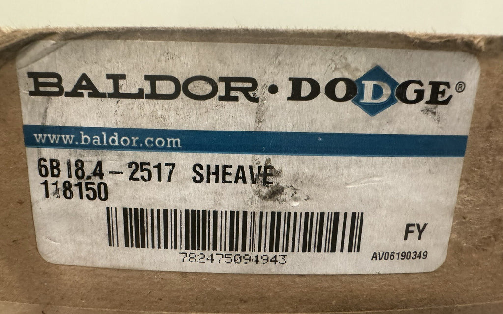 Baldor Dodge 118150 Sheave 6B18.4-2517 NEW! FREE SHIPPING!