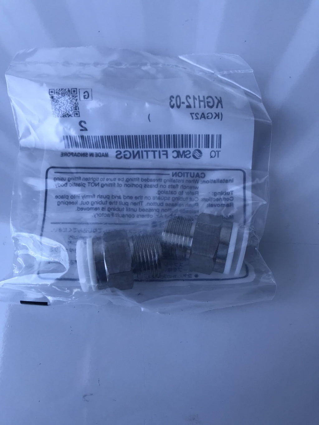 SMC KGH12-03 Straight Fitting 1 Touch Stainless Steel Male Union 2pack NEW