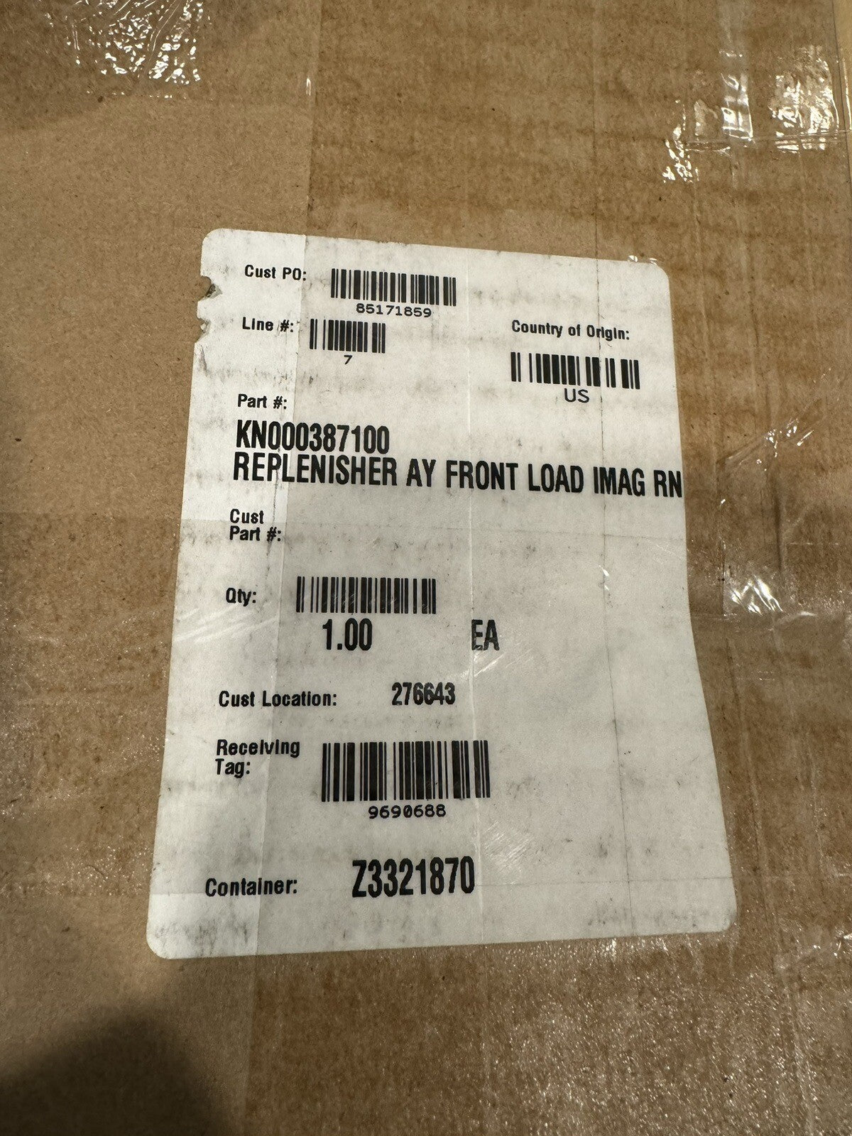 KN000387100 Replenisher AY Front Load Imag RN KN.0003871 NEW! FREE SHIPPING!