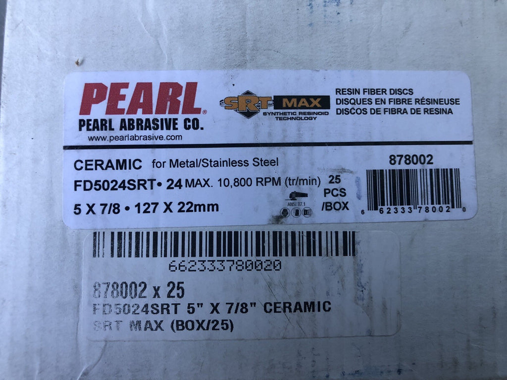 Pearl Abbrasive FD5024SRT 5X7/8 Ceramic Resin Fiber Discs 24 Grit 24PACK NEW!