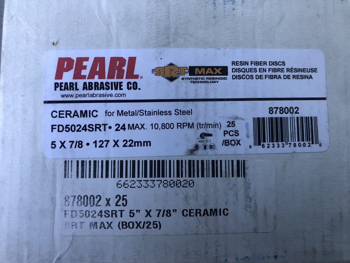 Pearl Abbrasive FD5024SRT 5X7/8 Ceramic Resin Fiber Discs 24 Grit 24PACK NEW!