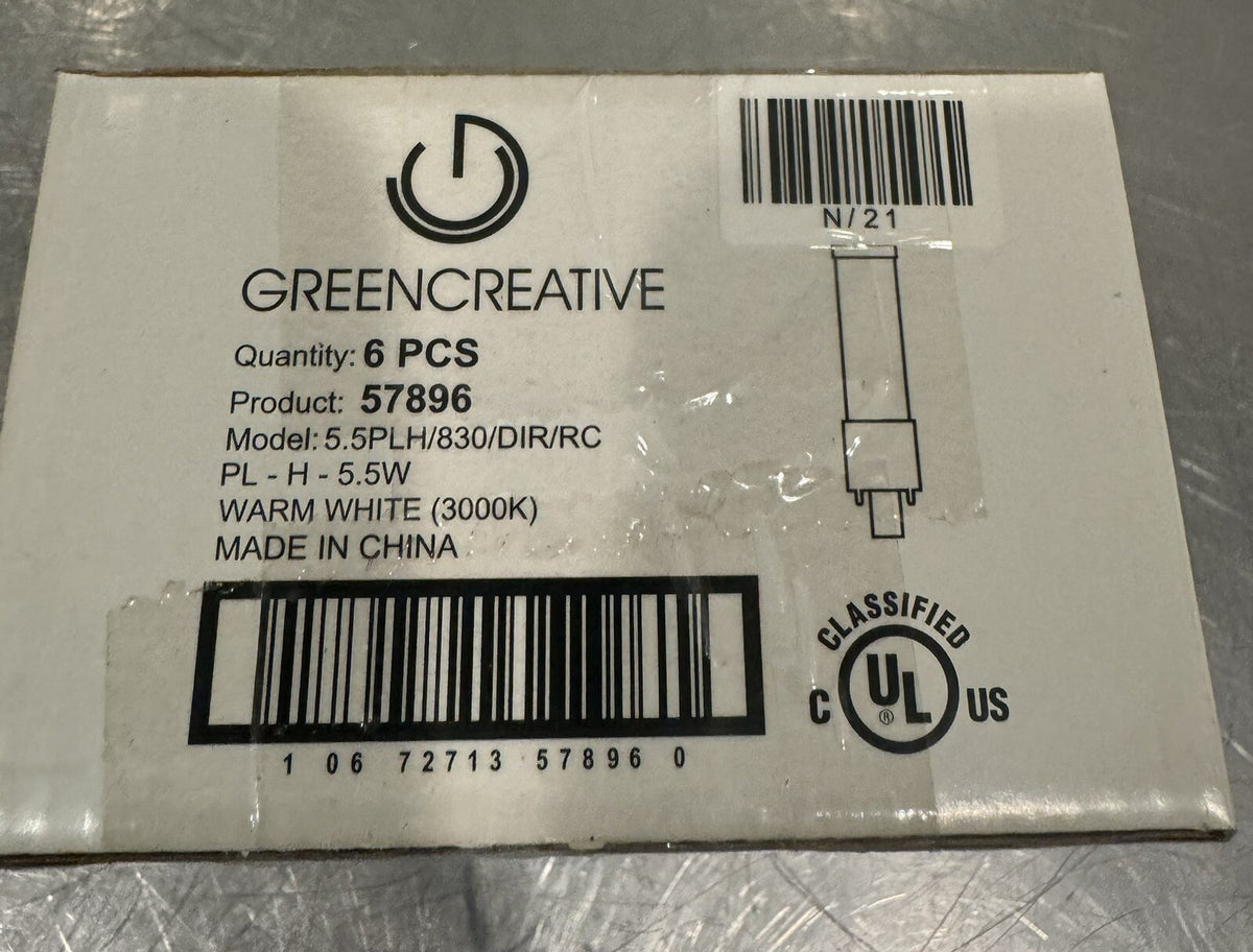 Green Creative 57896 LED Bulb 5.5W 3000K 6 PACK PL-H-5.5W NEW! FREE SHIPPING!