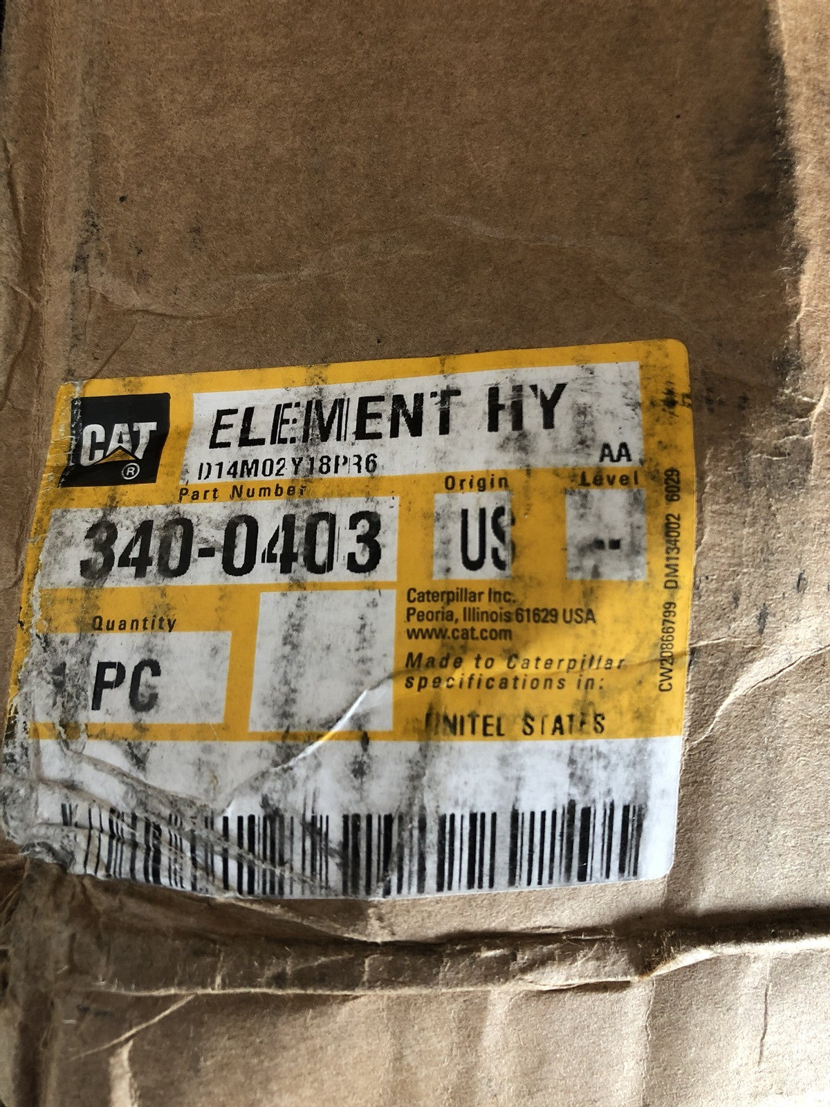 CAT 340-0403 Hydraulic Transmission Filter Element NEW IN BOX