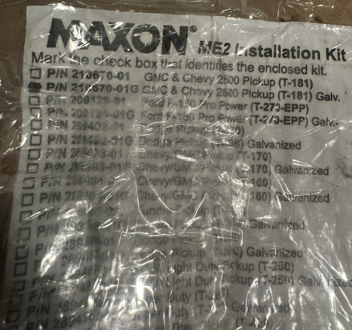 Maxon 210670-01G Galvanized Install Kit GM 2500/3500 NEW IN BOX! FREE SHIPPING!