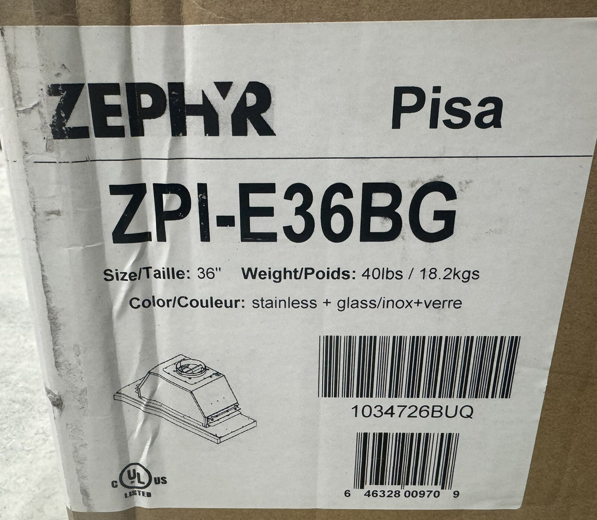 Zline ZPI-E36BG Range Good Convertible Under Cabinet Stainless Pisa 500 CFM NEW!