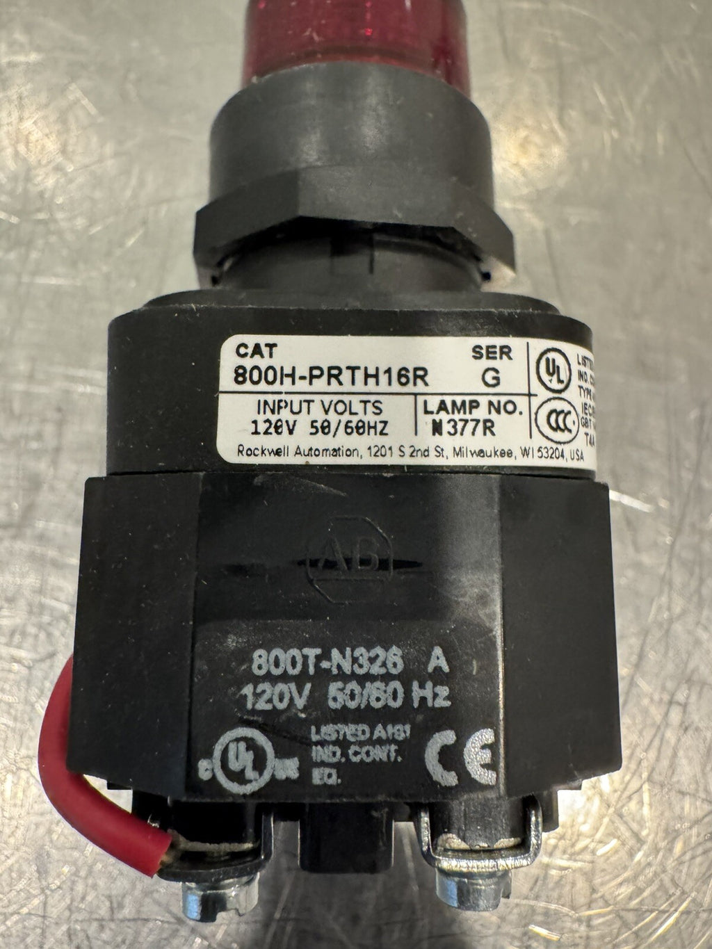 Allen Bradley 800H-PRTH16R Pilot Light 30mm Red Lens Push To Test NEW SHIPS FREE