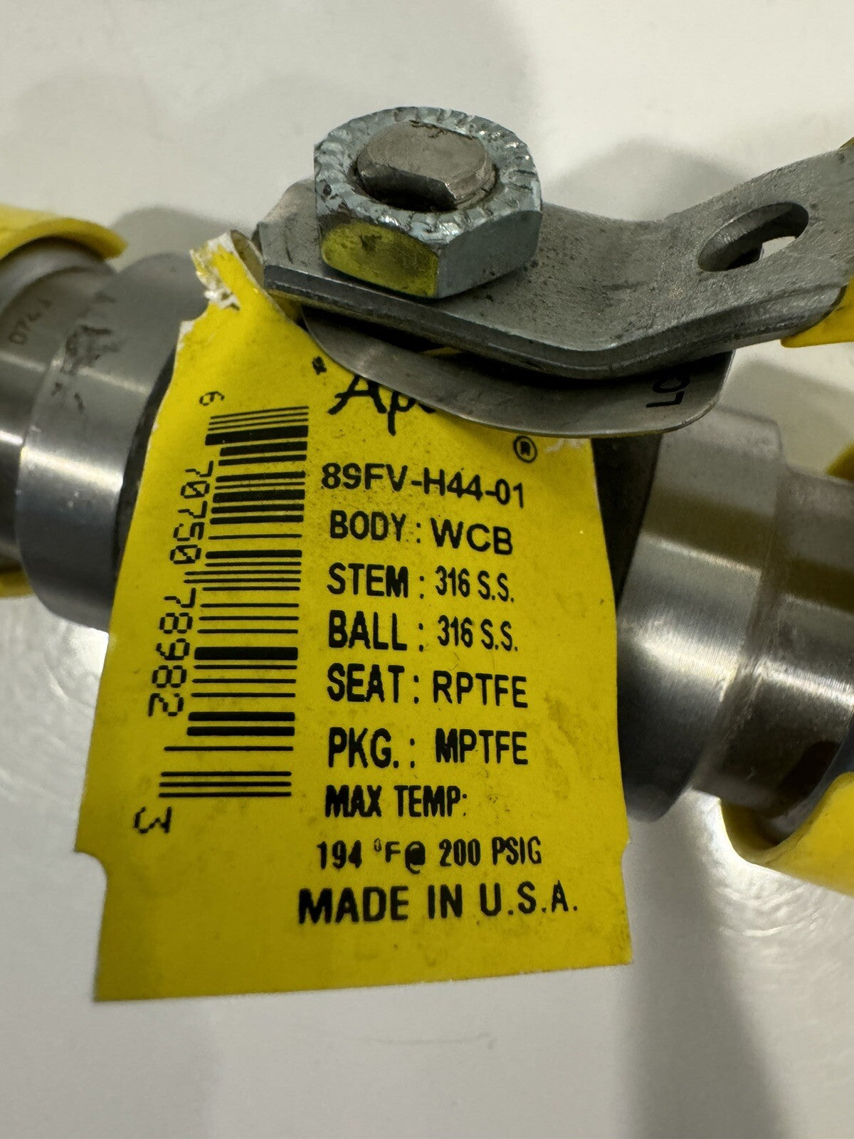 Apollo 89FV-H44-01 Gas Ball Valve WCB 316SS Ball & Stem NEW! FREE SHIPPING!