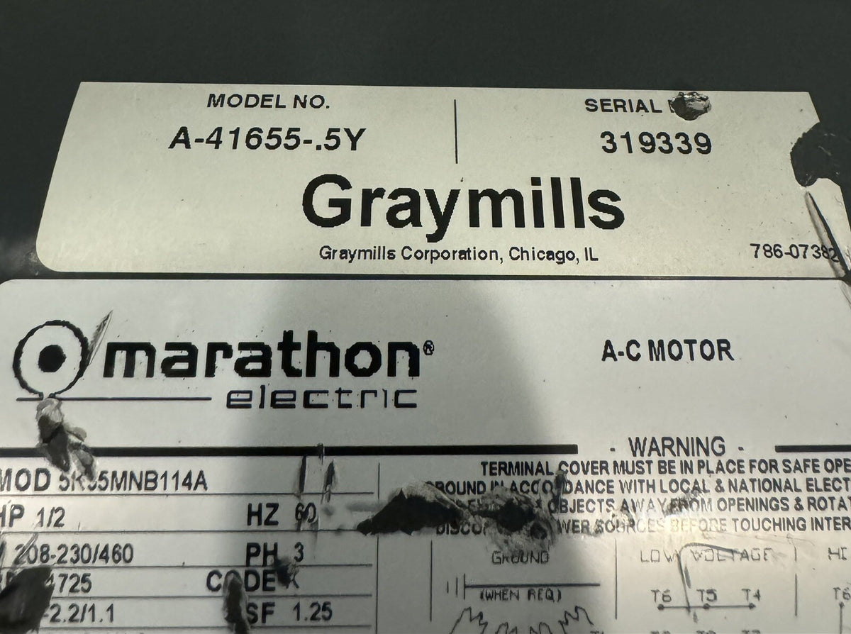 Marathon 5K35MNB114A Motor 1/2HP 208-230/460V K254 NEW! FREE SHIPPING!