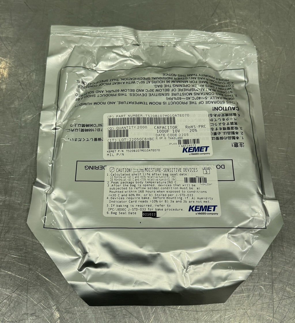 Kemet T520B107M010ATE070 100UF 10V Capacitor 2000 PACK NEW! FREE SHIPPING!