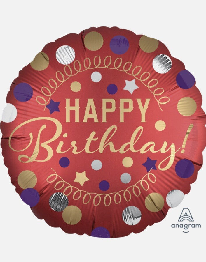(1) Happy Birthday Red Satin Balloon 18” Anagram 39068 NEW! FREE SHIPPING!