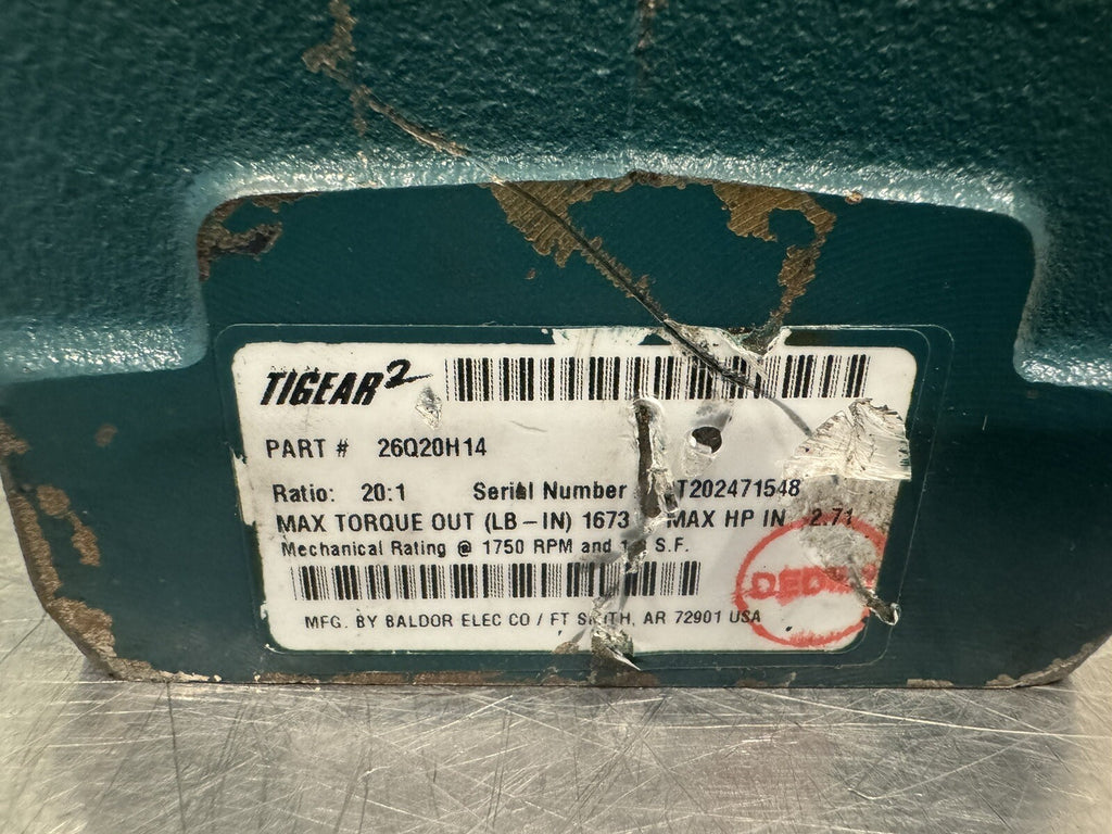 Dodge 26Q20H14 Tigear2 Worm Gear Speed Reducer NEW! FREE SHIPPING!