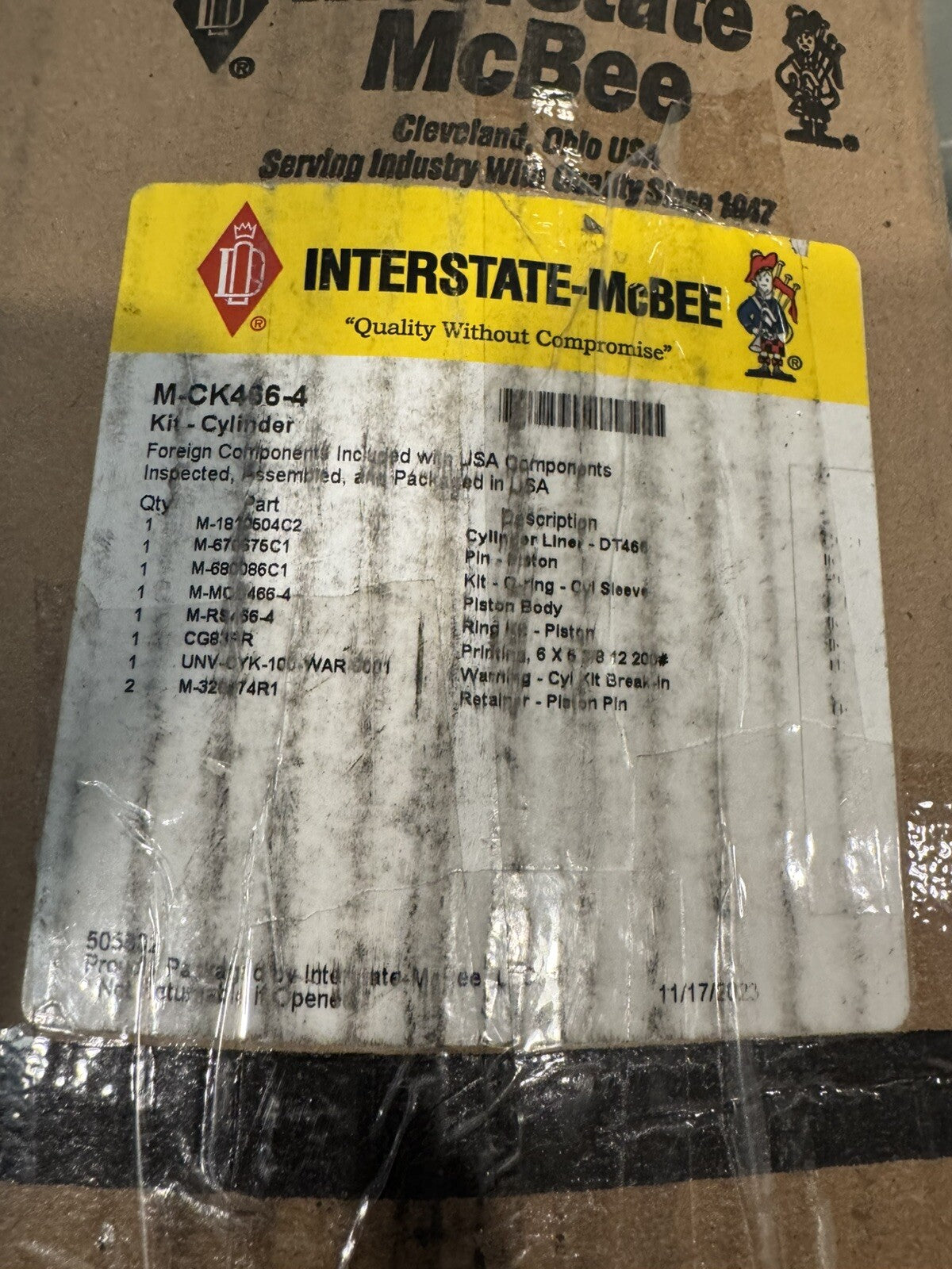 Interstate Mcbee M-CK466-4 Navistar Cylinder Kit NEW IN BOX! FREE SHIPPING!