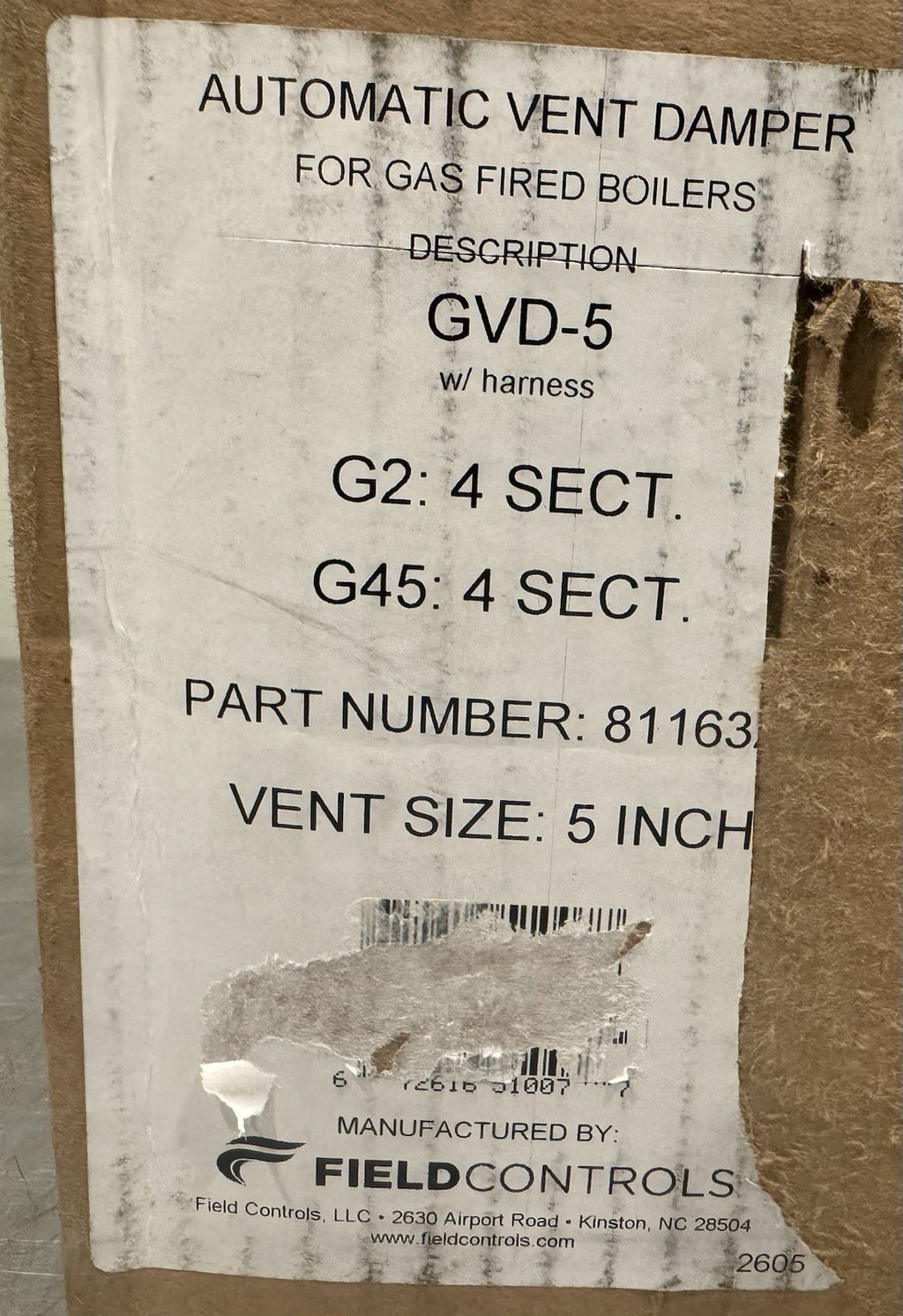 Field Controls GVD-5 Automatic Vent Damper Gas Fired Boilers NEW IN BOX!