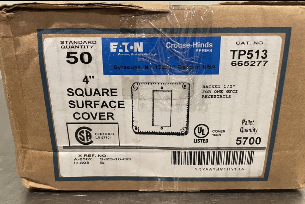 Eaton TP513 Square Service Cover 4” Steel Raised 1/2” 50 PACK NEW! FREE SHIPPING