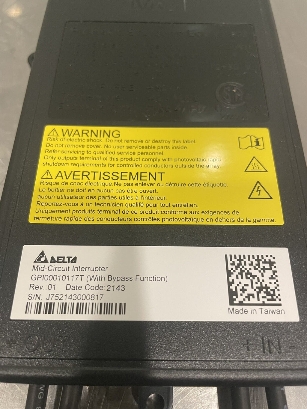 Delta Mid-Circuit Interuptor W/ Bypass Function Rapid Shutdown GPI00010117T NEW!