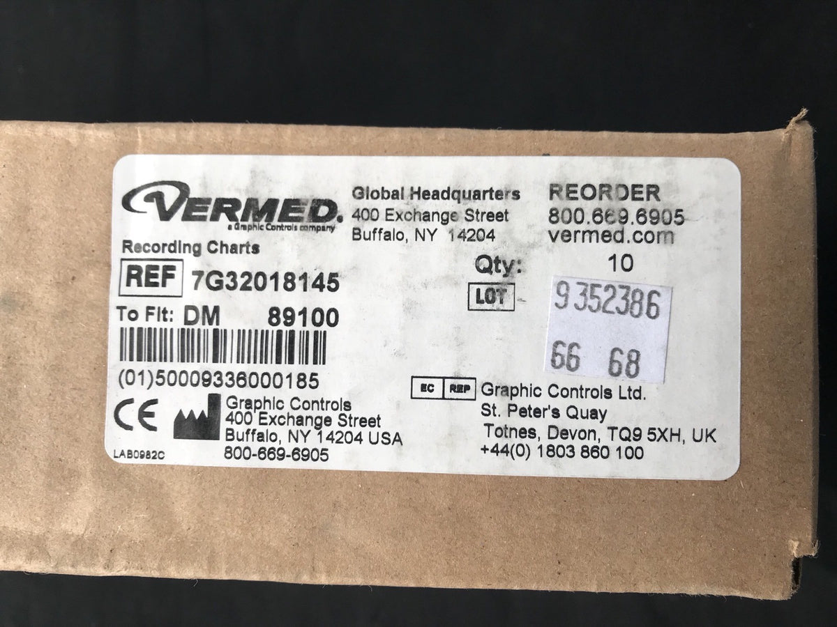 VerMed 7G32018145 Thermal EKG Charts 2.250" X 80' Recording Chart NEW BOX OF 10