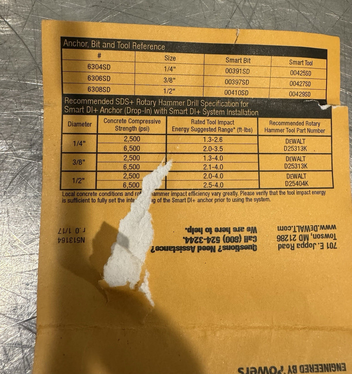 Dewalt Smart DI+ Drop-In 3/8” 6306SD-PWR 252 PACK NEW! FREE SHIPPING!