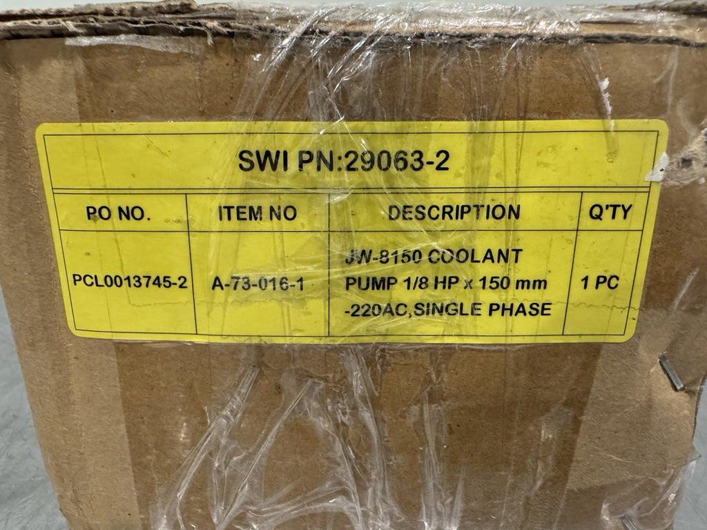 SWI 29063-2 Coolant Pump 1/8 HP X 150mm 220AC JW-8150 NEW! FREE SHIPPING!