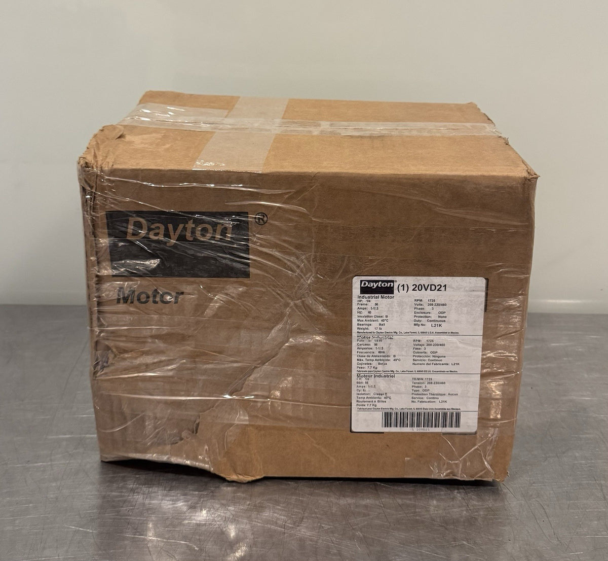 Dayton 20VD21 Motor 1/4 HP 1725 RPM 208-230/460V 3PH NEW IN BOX! FREE SHIPPING!