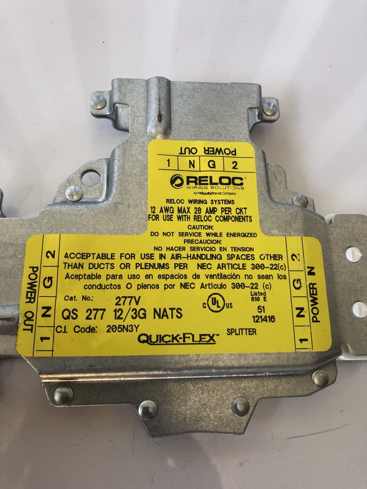 Lithonia Reloc 205N3Y Quik Flex Splitter QS 277 12/3 G NEW BULK PRICING AVAIL