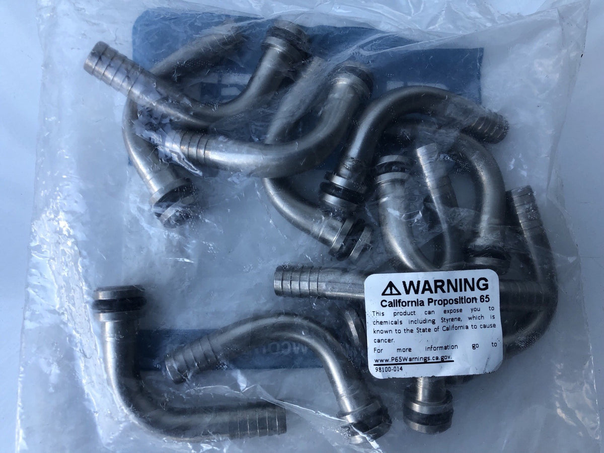Flojet 20608100 Genuine Steel Hose Barb 3/8” Liquid Port Elbow 12Pack NEW