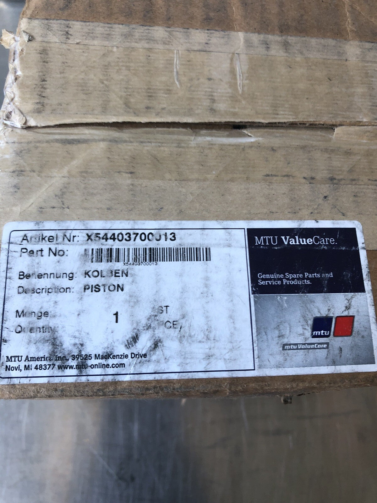MTU X54403700013 Original Piston Assembly NEW IN BOX!! FREE SHIPPING!!!